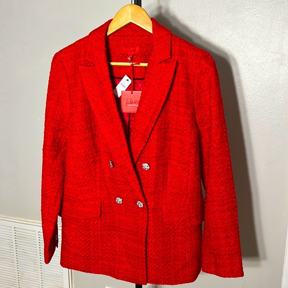 Talbots Jackets & Blazers - Talbots Red Pop Ribbon Tweed Blazer Size 12
